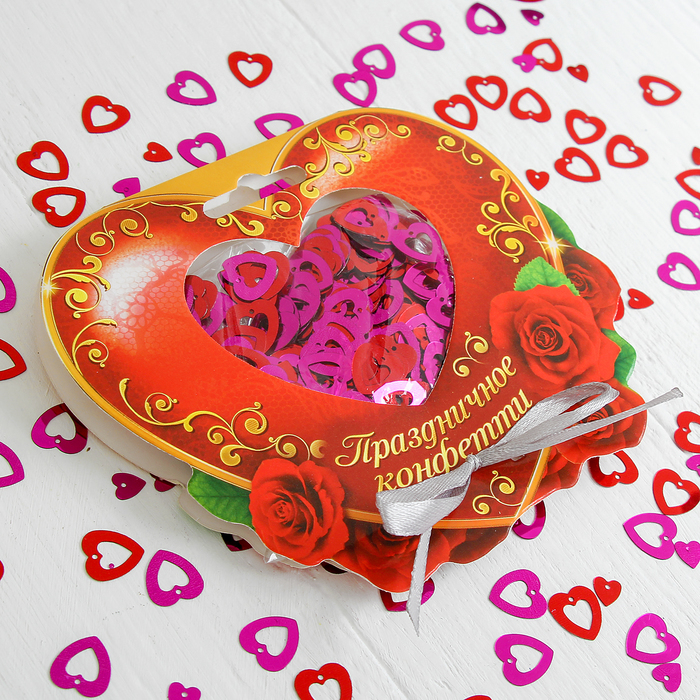 Праздничное конфетти "Любовь" цветные сердечки 14гр