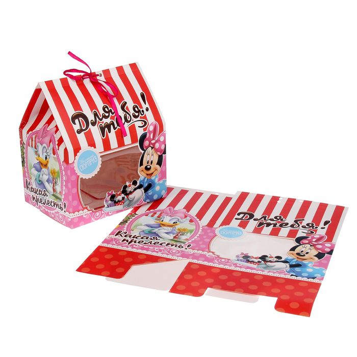 Коробка подарочная складная "Для тебя", с окном, Минни Маус