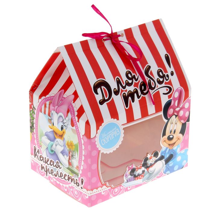 Коробка подарочная складная "Для тебя", с окном, Минни Маус