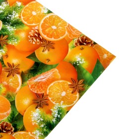 Бумага упаковочная глянцевая «Мандарины», 70 × 100 см от Сима-ленд