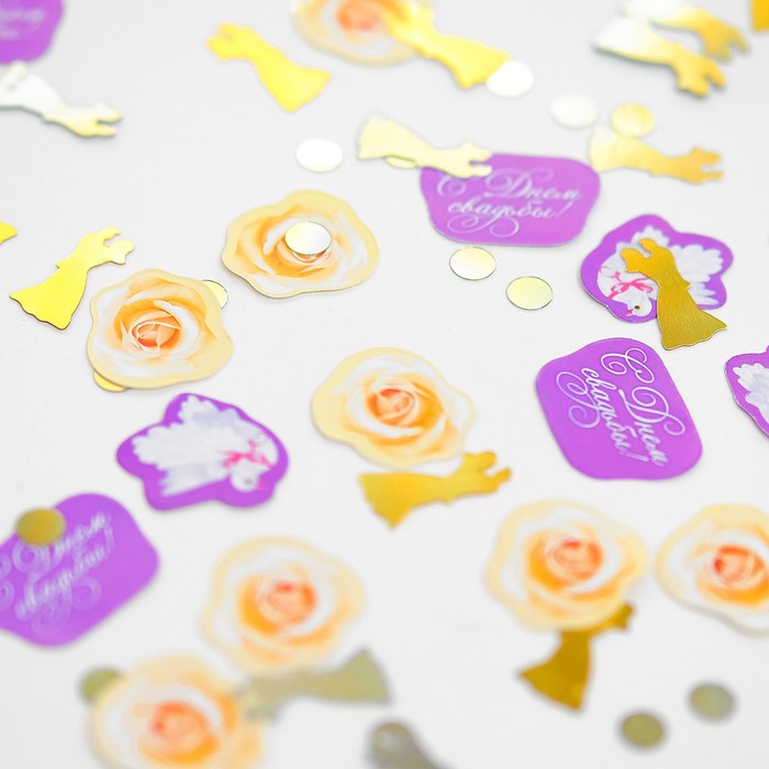 Конфетти "С днем свадьбы" набор 2 пакета + бумажное конфетти