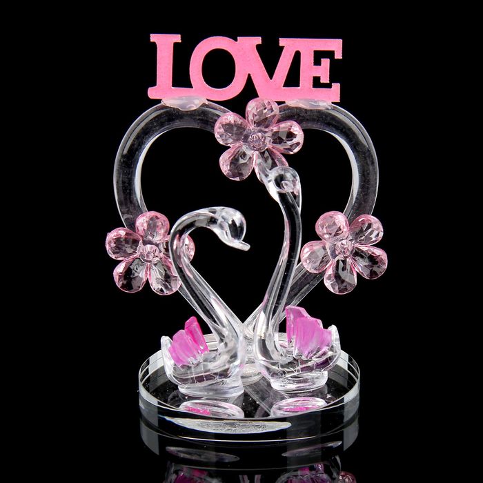 Сувенир "2 лебедя у сердца с надписью Love" МИКС