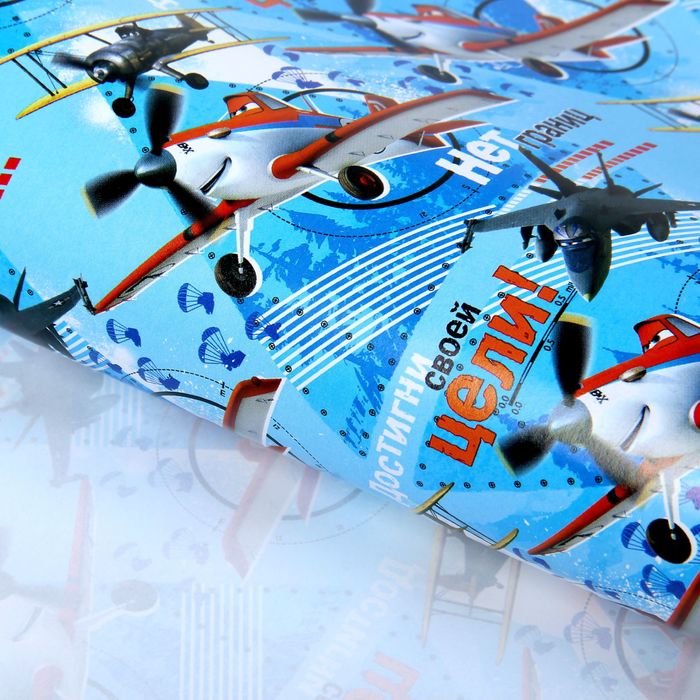 Бумага упаковочная глянцевая "Самолеты", 70 х 100 см
