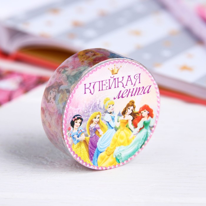 Декоративная клейкая лента бумажная "Милая принцесса", Принцессы, 1,5 см х 10 м