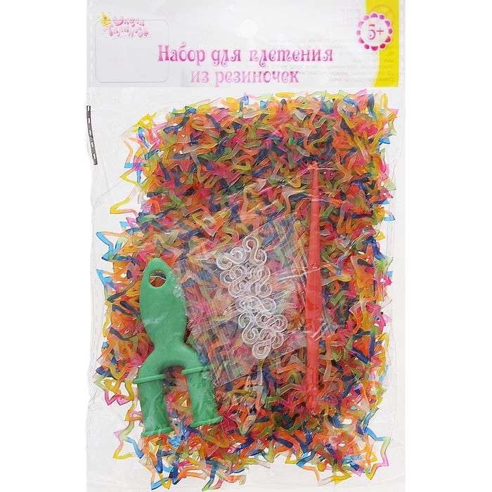 Резиночки для плетения фигурные звёздочки, набор 1000 шт., крючок, крепления, пяльцы