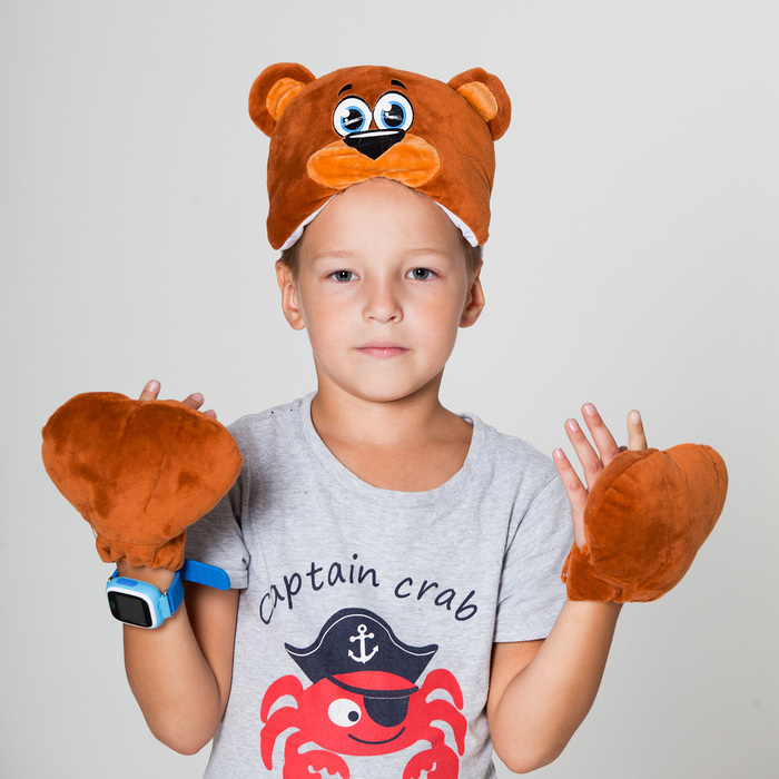 Карнавальный набор "Мишка", 2 предмета: шапка-маска, лапы