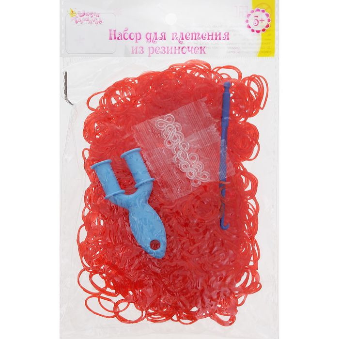 Резиночки для плетения красные с блёстками, набор 1000 шт., крючок, крепления, пяльцы