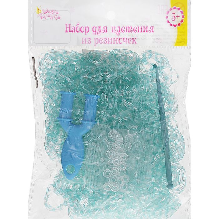 Резиночки для плетения розрачно-зелёные, набор 1000 шт., крючок, крепления, пяльцы