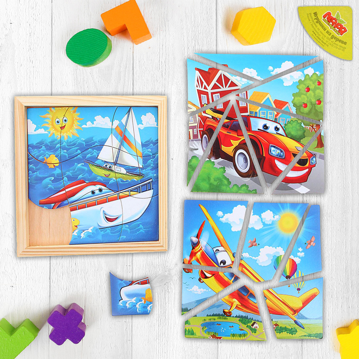 Пазл разрезной трехслойный "Транспорт" 22 элемента