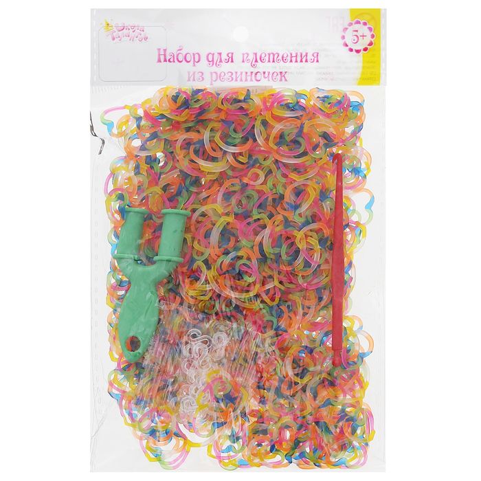 Резиночки для плетения фигурные сердечки, набор 1000 шт., крючок, крепления, пяльцы