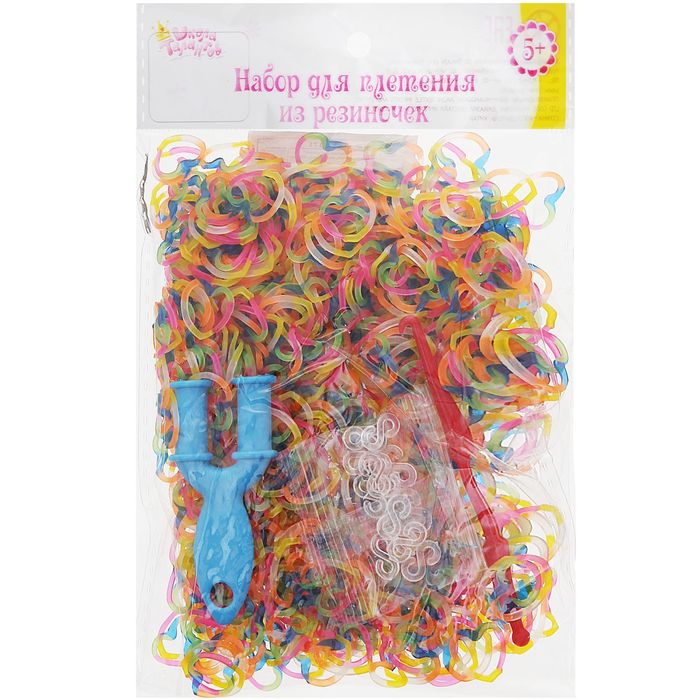 Резиночки для плетения фигурные сердечки, набор 1000 шт., крючок, крепления, пяльцы