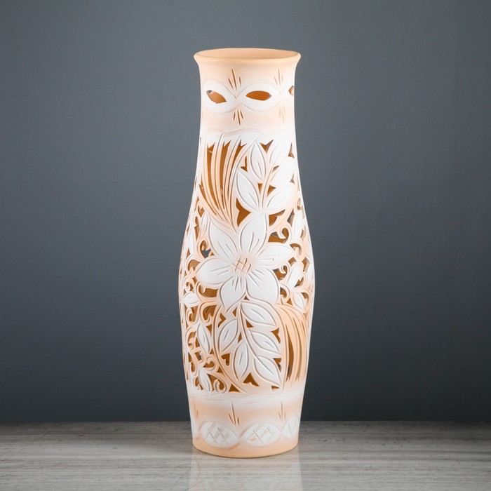 Ваза напольная "Афина" Резка, акрил, белая