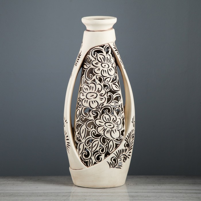 Ваза напольная форма "Венеция" Резка, коричневая