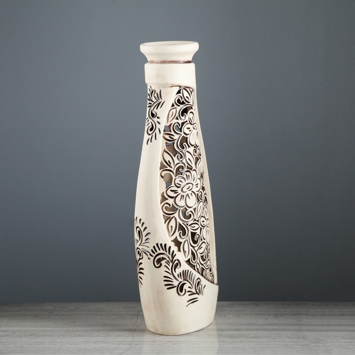 Ваза напольная форма "Венеция" Резка, коричневая