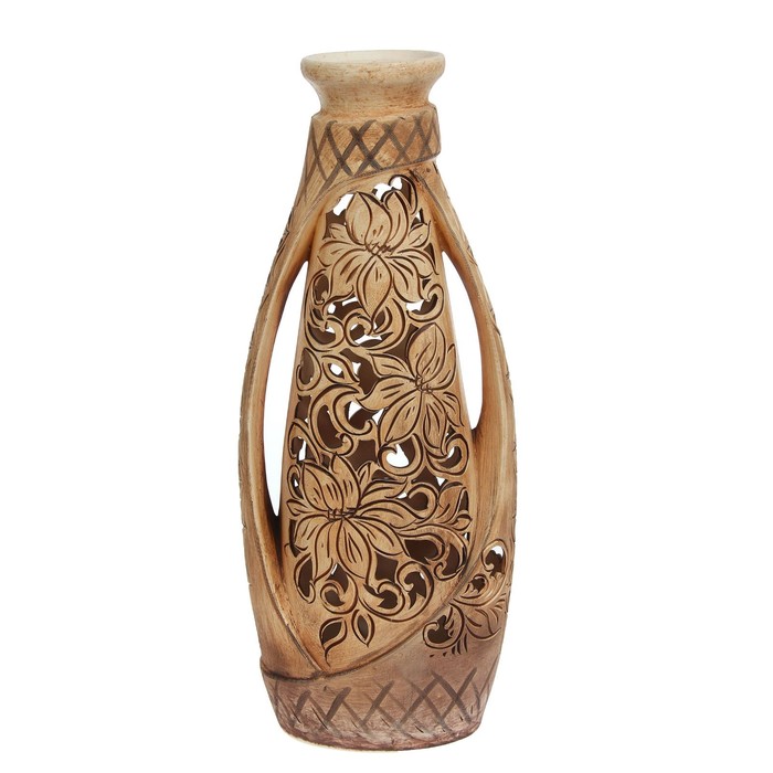 Ваза напольная форма "Венеция" Резка, коричневая