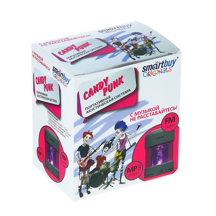 Портативная колонка SmartBuy CANDY PUNK, MP3-плеер, FM-радио, 2.2 Вт, серая