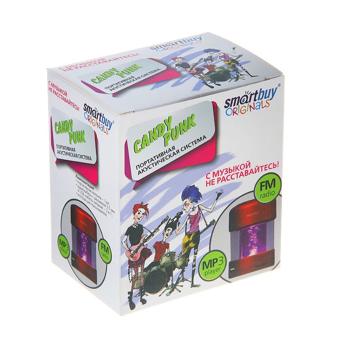 Портативная колонка SmartBuy CANDY PUNK, MP3-плеер, FM-радио, 2.2 Вт, красная