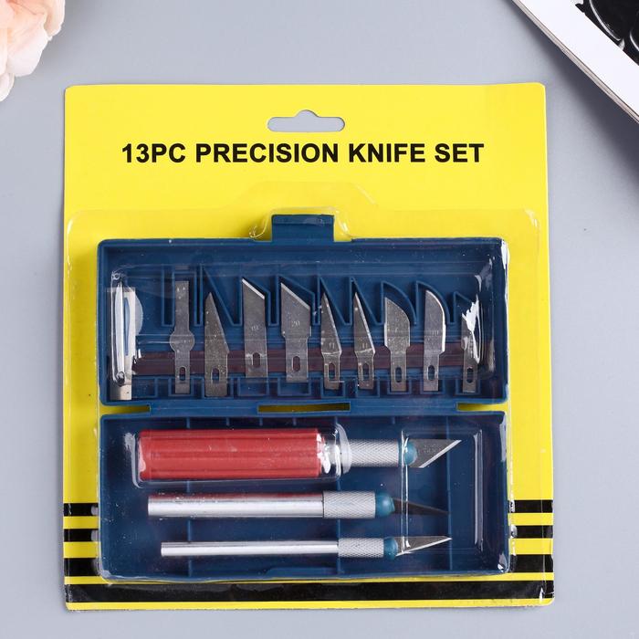 Инструмент для творчества набор 3 ножа 10 лезвий пластик, металл 2,5х23х19,5 см