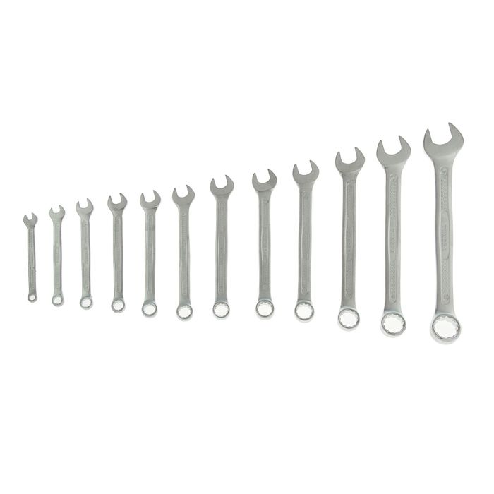 Набор комбинированных ключей TUNDRA Premium, CrV, матовый хром, 12 шт., 6–22 мм, холдер