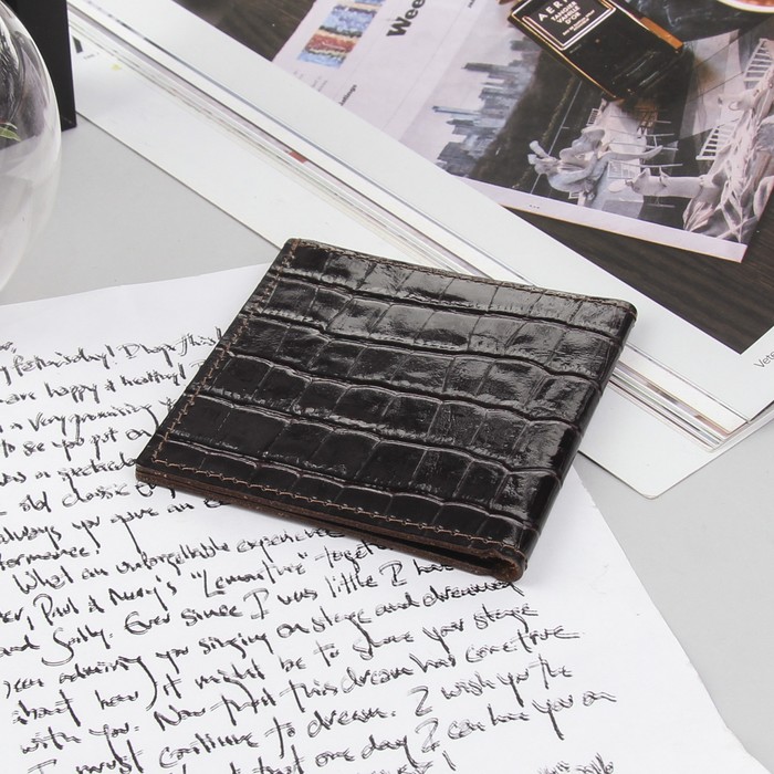 Портмоне, 1 отдел, отдел для карт, коричневый крокодил