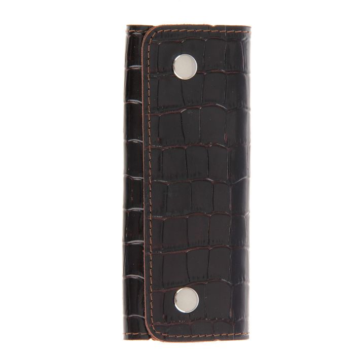 Ключница на кнопке, 6 карабинов, цвет коричневый