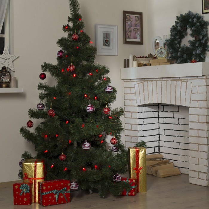 Гирлянда "Метраж" улич. с насад. "Конус" 5 м, Н.Т. LED-40-220V, фиксинг, КРАСНЫЙ