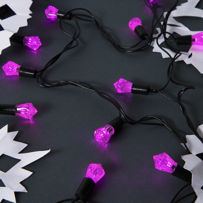 Гирлянда "Метраж" улич. с насад. "Хрусталь" 5 м, Н.Т. LED-40-220V, фиксинг, РОЗОВЫЙ