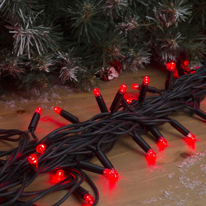 Гирлянда "Метраж" улич. УМС Д: 10 м, Н.Т. "Каучук" LED-100-220V, 3W, БЕЗ контр. КРАСНЫЙ