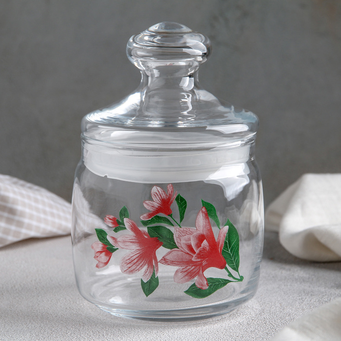 Банка для сыпучих 650 мл "Cesni. Магнолия", с крышкой