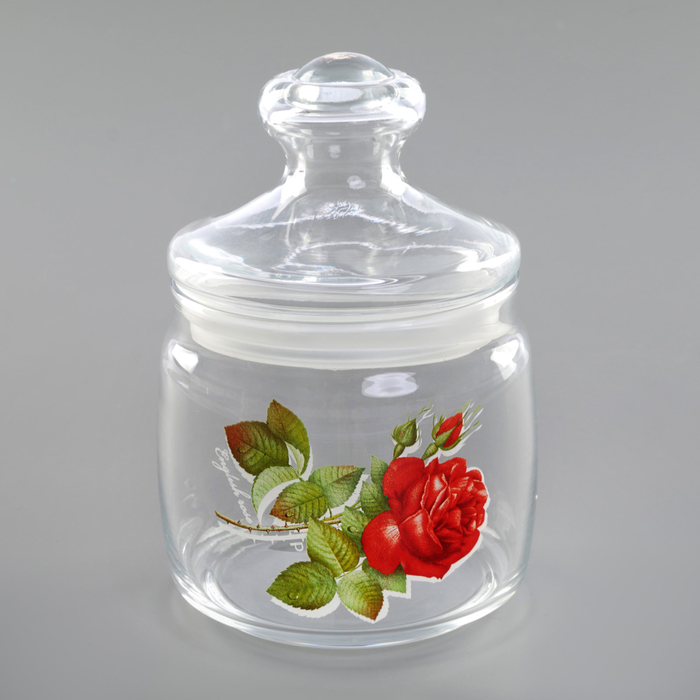 Банка для сыпучих 650 мл "Cesni. Алая роза", с крышкой