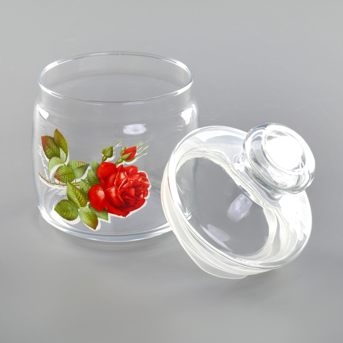 Банка для сыпучих 650 мл "Cesni. Алая роза", с крышкой