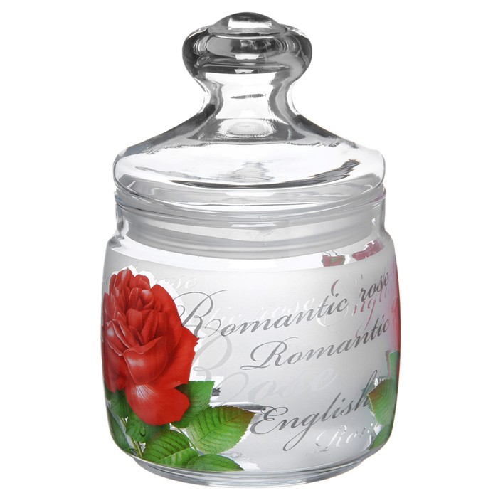 Банка для сыпучих 650 мл "Cesni. Алая роза", с крышкой