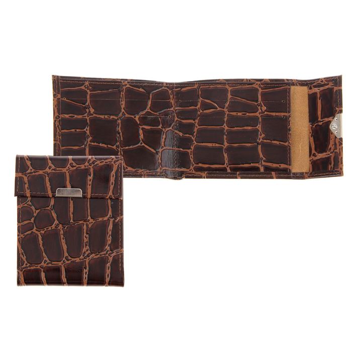 Портмоне на кнопке, 1 отдел для купюр, 4 отдела для кредитных карт, цвет коричневый