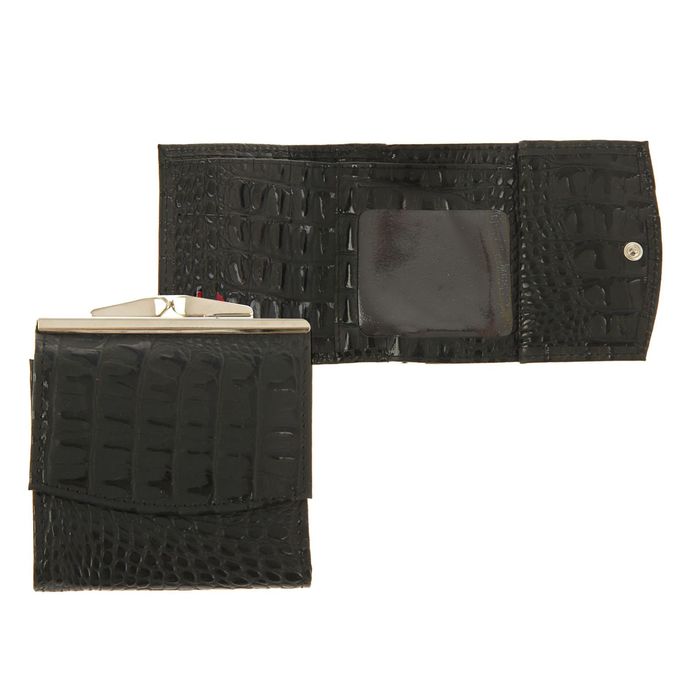 Кошелёк женский, 2 отдела для купюр, для кредитных карт, цвет чёрный