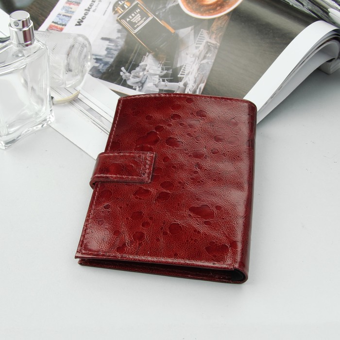 Обложка для автодокументов и паспорта на кнопке, бордовый вестленд