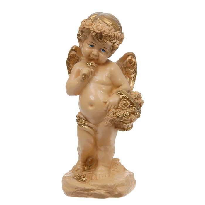 Статуэтка "Ангел с корзиной" бежевая