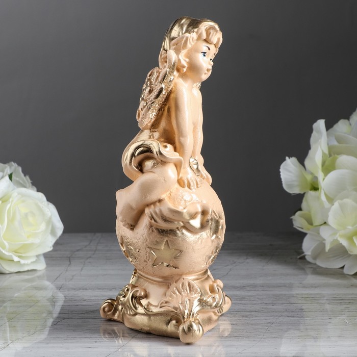 Статуэтка "Ангел на шаре" малая, бежевая