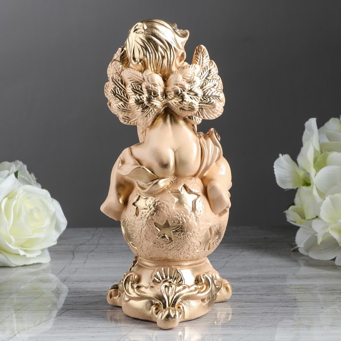 Статуэтка "Ангел на шаре" малая, бежевая