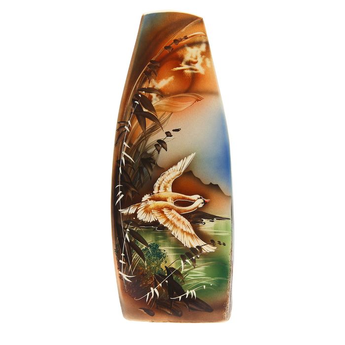 Ваза напольная "Скала" белые птицы