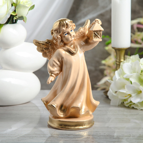 Статуэтка 'Ангел с фонарём', бежевая, 24 см Ош