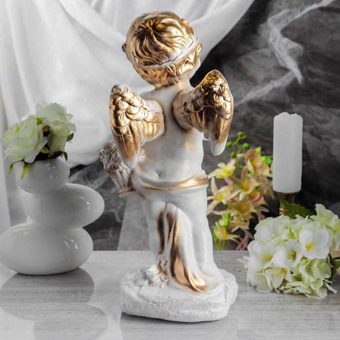 Статуэтка "Ангел с корзиной" белая