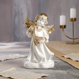 Статуэтка 'Ангел со свитком', бело-золотая, 24 см Ош