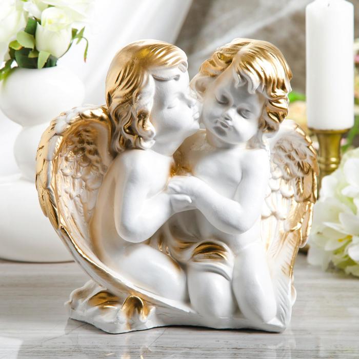 Статуэтка "Пара ангелов" средняя, белая