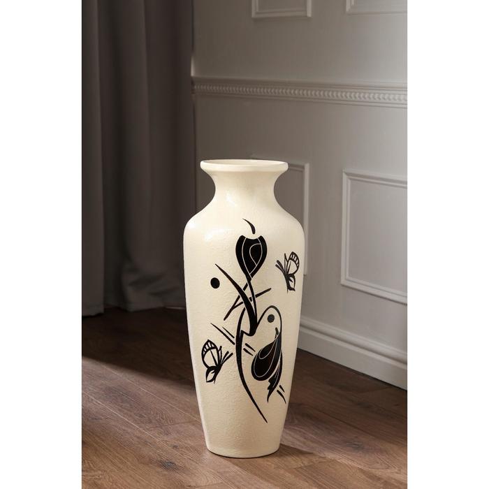 Ваза напольная "Виктория" абстракция, бабочки, белая, микс