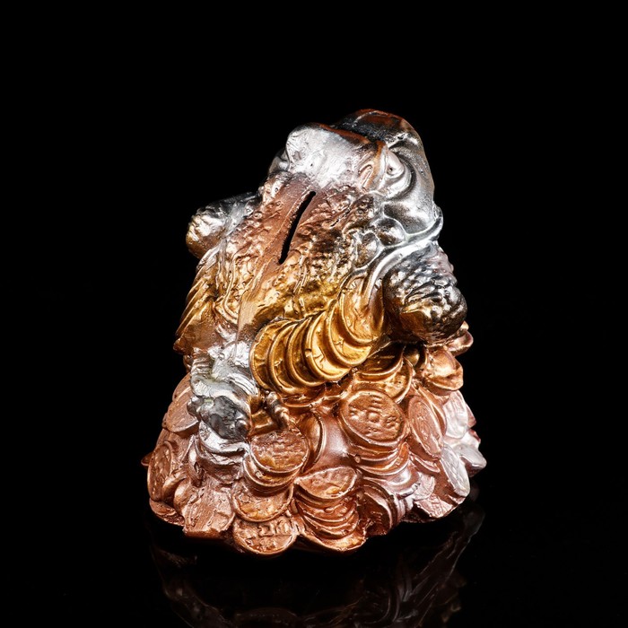 Копилка "Денежная жаба" малая, металлик