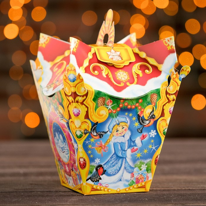 Подарочная коробка "Фонарик резной желтый" сборная, 13 х 13 х 13,5 см