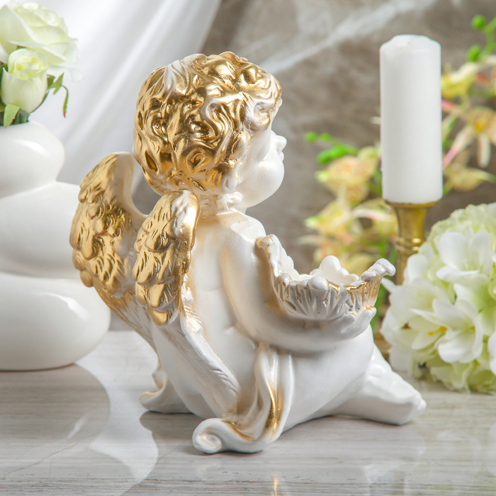 Статуэтка "Сидящий ангел" белая
