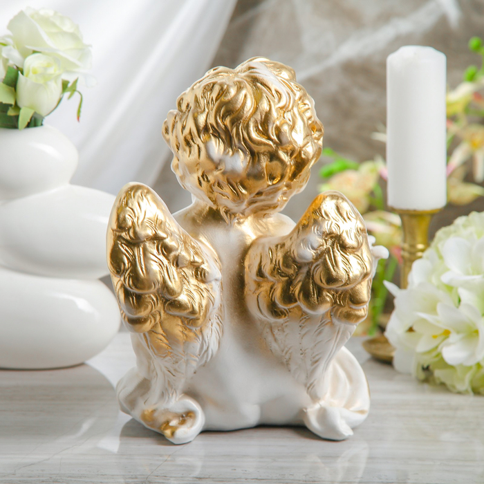 Статуэтка "Сидящий ангел" белая