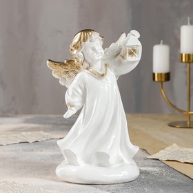 Статуэтка 'Ангел с фонарём' 24 см, белая Ош