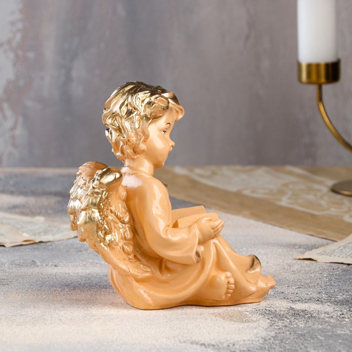 Статуэтка "Ангел с книгой" средняя, бежевая
